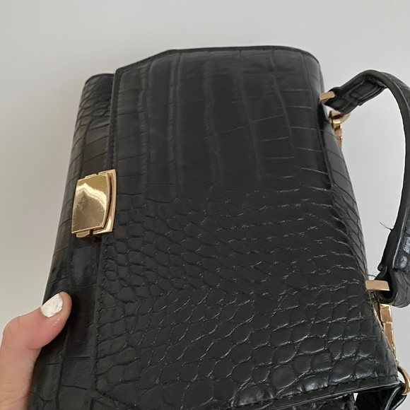 Crocodile Black handbag with removable strap - Picture 3 of 5